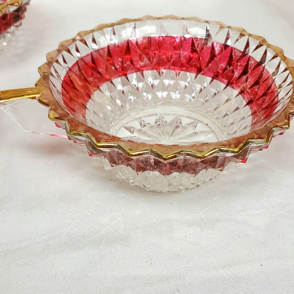 Mid Century Modern INDIANA GLASS Diamond Point ruby berry/dessert bowl set - Picture 11 of 11